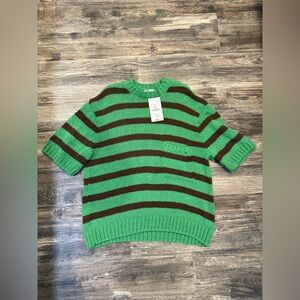 Zara Green and Brown Striped Sweater